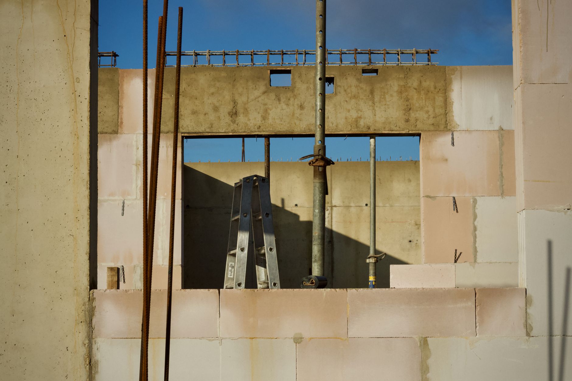 Timber framing at a construction site